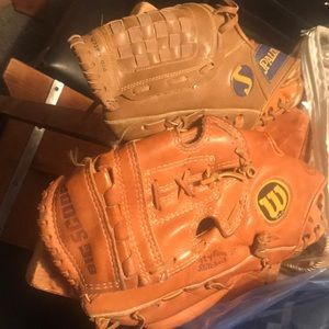 Worn in baseball gloves ready to use